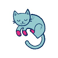 Sleepy Blue Cat Sticker by BABAUBA