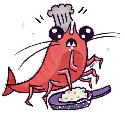 Fried Rice Shrimp Sticker by Hiss Art