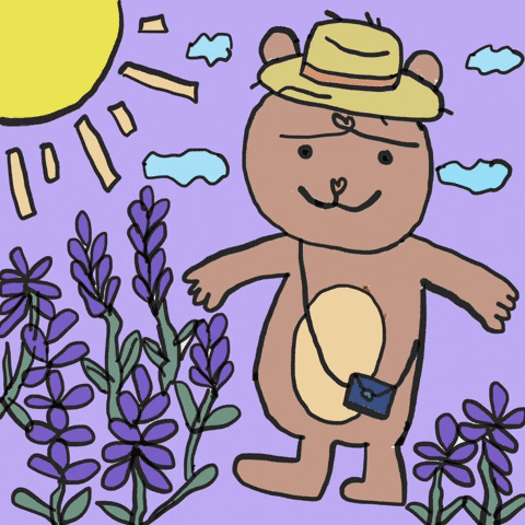 heartycoooool flower bear sunny garden GIF