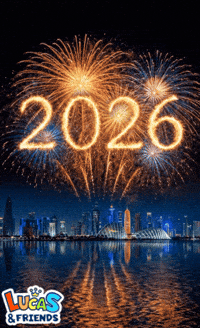 Happy New Year Party GIF by Lucas and Friends by RV AppStudios