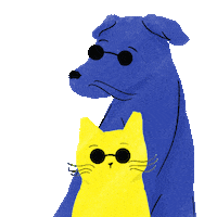 saddoganddrcat cat dog cool chill Sticker