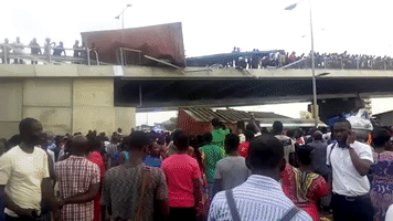 Truck Crashes Off Accra Overpass