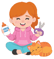 Cat And Girl Sticker