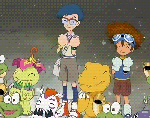 News Sebrae - Edição 68 - GIF com os personagens do desenho Digimon dançando.