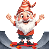 Skateboarding Cute Gnome Sticker