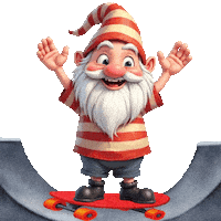 Skateboarding Cute Gnome Sticker