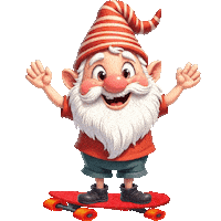 Skateboarding Cute Gnome Sticker