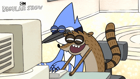 Mordecai and Rigby Doing Devious Things on the Computer
