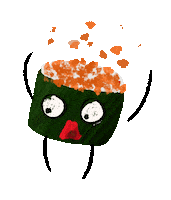 scared sushi Sticker