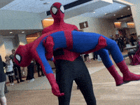 eggsomnia spiderman spidermen eggsomnia spiderman hanging GIF