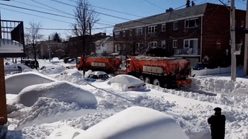 Plow Gets Stuck Trying to Clear Queens Street