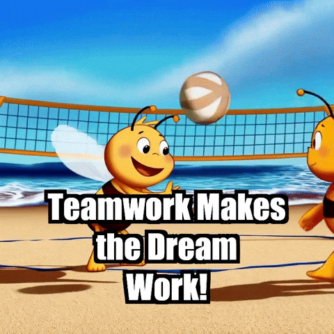 Teamwork Makes The Dream Work Beach GIF by Beelightened