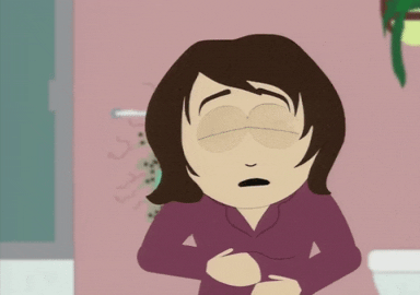 scared holding stomach GIF by South Park 