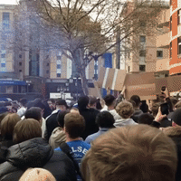 Fans Protest Super League Outside Stamford Bridge