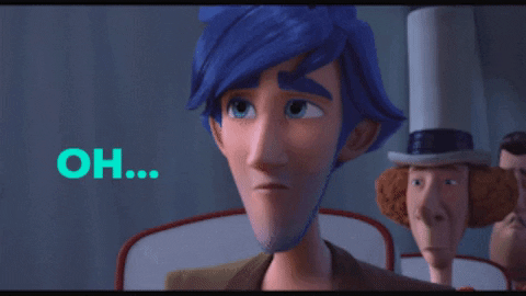 Cartoon gif. Owen Huntington from Animal Crackers glances up, looking dejected. Text, "oh... sorry..." 
