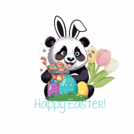 Pandisweets giphygifmaker panda happy easter ostern GIF