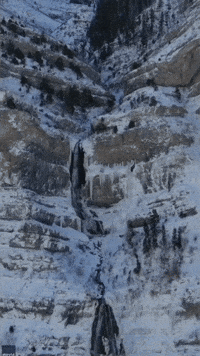 Drone Photographer Captures Spectacular Frozen Waterfall