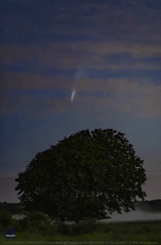 Comet Neowise Streaks Across Clear Night Sky Over Netherlands