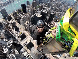 Don't Look Down: Steeplejack Carries Out Maintenance at Top of Chrysler Building