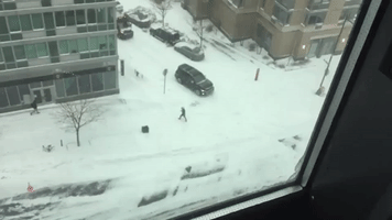 NYC Woman Falls in Snow During Winter Storm