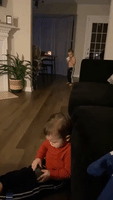 Bullseye! Unsuspecting Toddler Proves Tempting Target for Older Brother's Ball