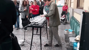 Talented Man Shows Off Musical Wine Glasses