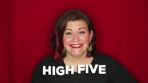 christinegritmon giphygifmaker red high five highfive GIF
