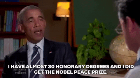 stephen colbert honorary degrees GIF by Obama