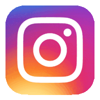 Sticker gif. Square Instagram app icon and logo, a minimalist white camera on a purple magenta yellow gradient.