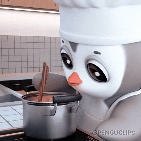 Penguclips cooking adorable chef bf GIF