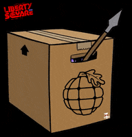 LibertySquareHQ delivery box sword package GIF
