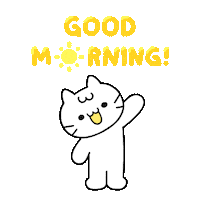 Good Morning Cat Sticker by Mikitti