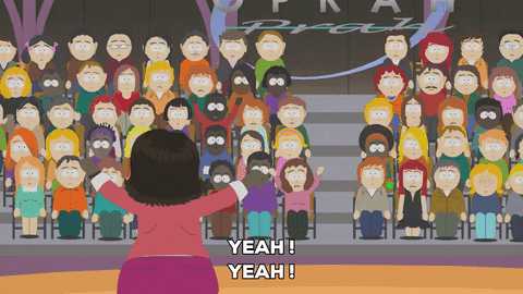 cheering talking GIF by South Park 
