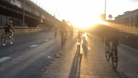 Anti-Racism Protesters Cycle Over New York City's Williamsburg Bridge