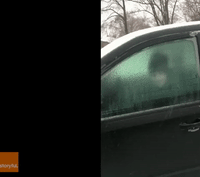 Michigan Driver Has Smashing Time With Ice Pane That Formed on Car Window