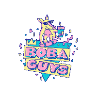 boba_guys retro 90s throwback boba Sticker