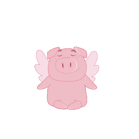 Relaxed Flying Pig Sticker by PositivelyPigasus