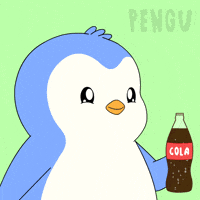 Penguin Drinking GIF by Pudgy Penguins