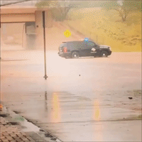 Cars Backed Up in Laredo Due to Flooding