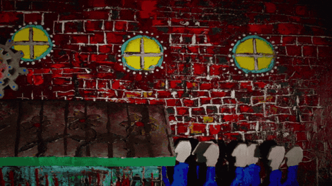 brick wall marching GIF by Carl Knickerbocker