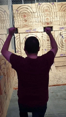 Champion Winning GIF by Sweet Axe Throwing Co.