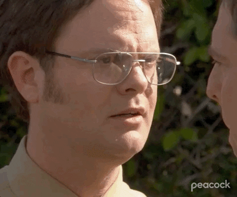 The Office gif. In a close up shot, Rainn Wilson as Dwight Schrute yells in Ed Helms as Andy Bernard's face. He says "Do it! Now!"