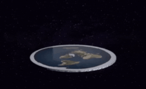 throatsprockets giphygifmaker dinosaurs flat earth flying into space GIF