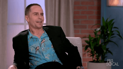 PBSSoCal giphyupload laughs pbs socal sam rockwell GIF
