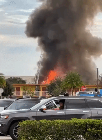 Flames Engulf Florida Fireworks Store After Car Crashes into Building