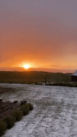 Snow Falls at Sunrise on Scotland's Mull of Kintyre