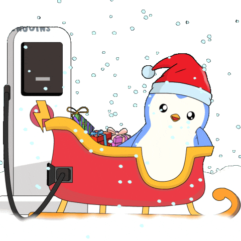 Charging Merry Christmas Sticker by Pudgy Penguins