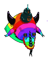xTOFUx rainbow goat goat satan rainbow xtofux bloodygums hail tongue Sticker