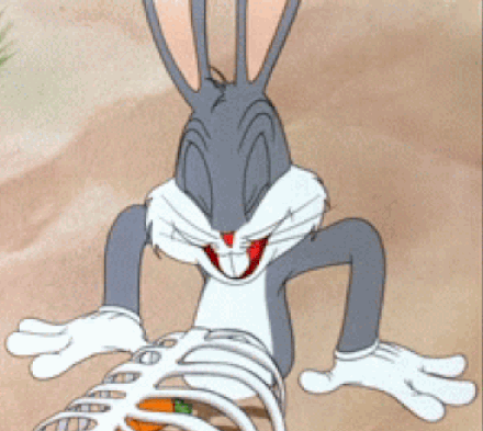 StruggleStrainAndStrength giphyupload bunny stuck looney tunes GIF