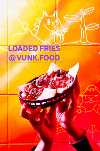 vunkfood giphygifmaker food fries loadedfries GIF